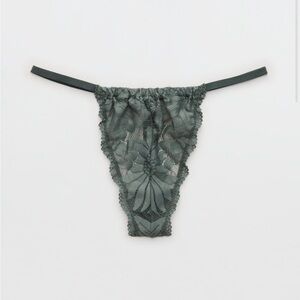 NWT Aerie Military / Olive Green Lace G String Thong Medium